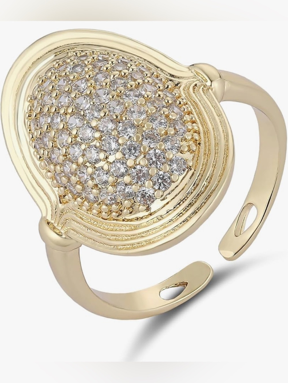 Stunning Nordstrom 18KT Gold vermeil White topaz oval ring adjustable